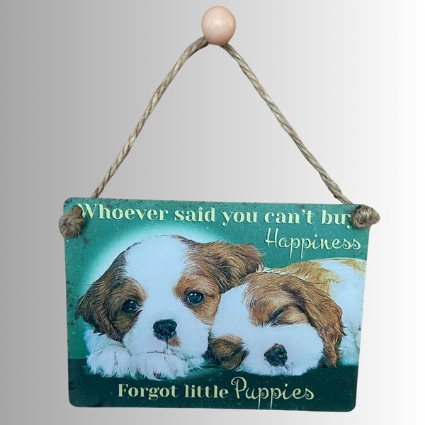Cavalier Spaniel Puppies Mini Metal Dangler Sign
