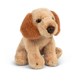 Plush toy dog with brown ears on a white background