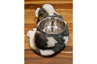 Adorable Cavalier Dog Dish Stand - with removable feeding / water bowl
