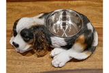 Adorable Cavalier Dog Dish Stand - with removable feeding / water bowl