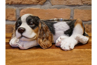 Adorable Cavalier Dog Dish Stand - with removable feeding / water bowl