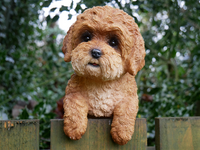 Fence Hanging Cockapoo Dog Sculpture Figurine Decoration