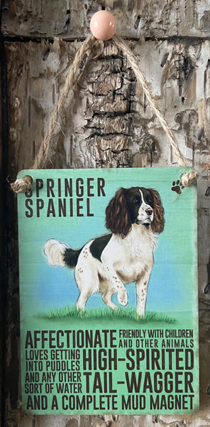 Affectionate Springer Spaniel Mini Metal Dangler Sign