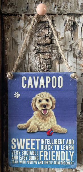 Cavapoo Mini Metal Dangler Sign