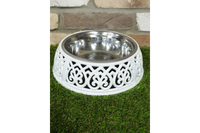 Vintage Style Large Cast Iron Dog Feeding / Water Dish Stand - With Removable Bowl