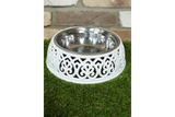Vintage Style Large Cast Iron Dog Feeding / Water Dish Stand - With Removable Bowl