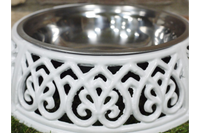 Vintage Style Large Cast Iron Dog Feeding / Water Dish Stand - With Removable Bowl