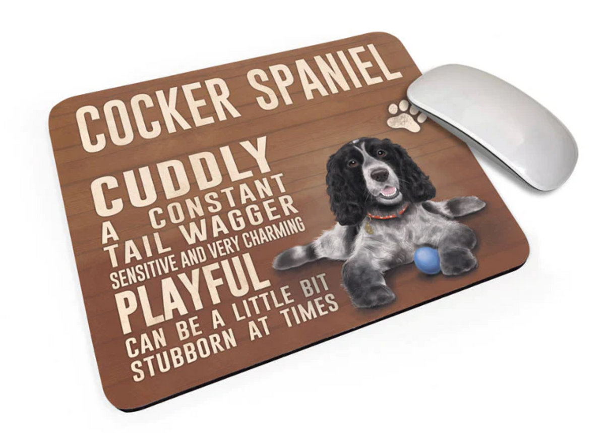 Cocker Spaniel Mouse Mat Black and White – WockerCocker