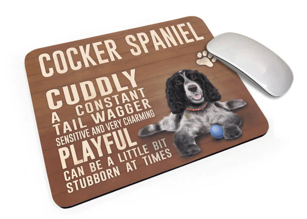 Black and White Cocker Spaniel Mouse Mat