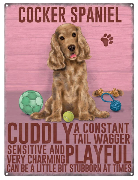 Cuddly Cocker Spaniel Small Metal Wall Sign