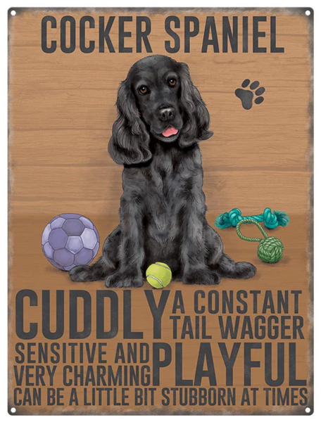 Cuddly Black Cocker Spaniel Small Metal Wall Sign