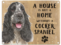 black and white cocker spaniel metal wall sign