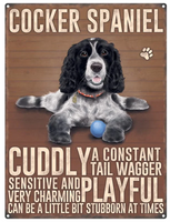 cuddly cocker spaniel metal wall sign