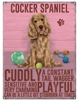 cuddly golden cocker spaniel metal wall sign