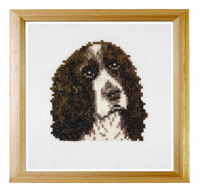 brown and white springer spaniel cross stitch kit
