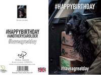 Black Cocker Spaniel Happy Birthday Greeting Card front and back