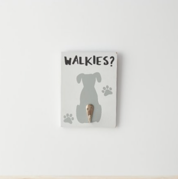 Wooden walkies sign with lead hook