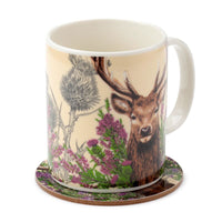Wild stag mug and coster front