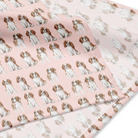Blenheim Cavalier King Charles Spaniel Pattern Print Bandana - Pink