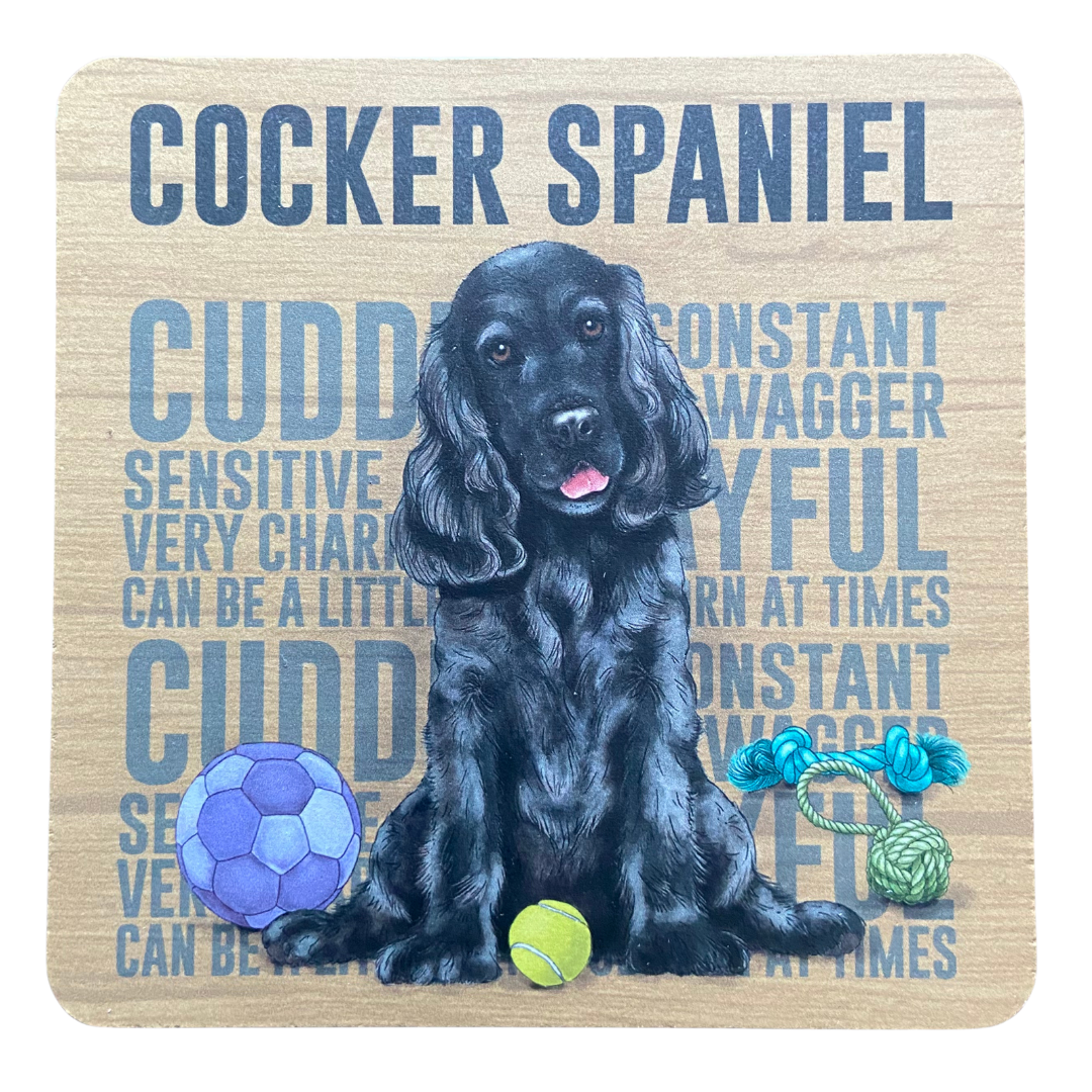 Cuddly Black Cocker Spaniel Melamine Coaster – WockerCocker