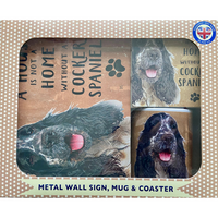 Black and White Cocker Spaniel House is Not a Home Gift Set - Sign, Mug and Coaster