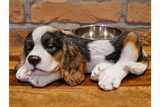 Adorable Cavalier Dog Dish Stand - with removable feeding / water bowl