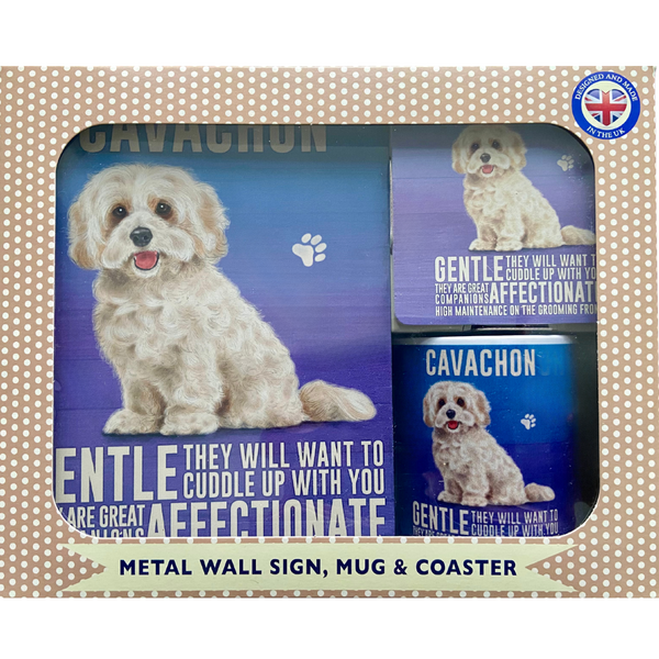 Cavachon Gift Set - Sign, Mug and Coaster