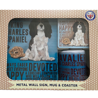Devoted Cavalier King Charles Spaniel Gift Set - Sign, Mug and Coaster