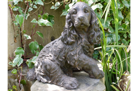 Spaniel Garden Home Statue dark brown style worn metal look