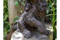 Spaniel Garden Home Statue dark brown style worn metal look close up of paws