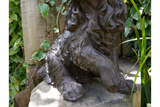 Spaniel Garden Home Statue dark brown style worn metal look close up of paws