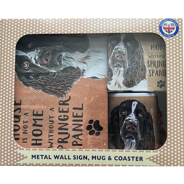 A House is not a Home without a Springer Spaniel Gift Set - Sign, Mug and Coaster 