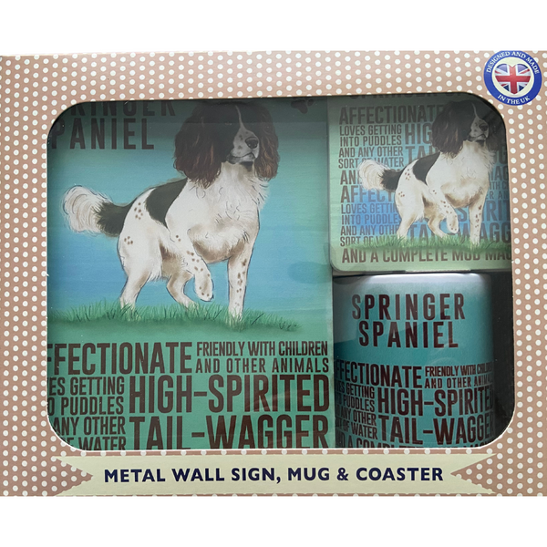 Affectionate Springer Spaniel Gift Set - Sign, Mug and Coaster